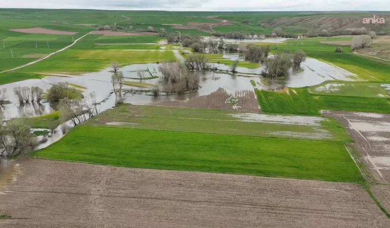 Yozgat’ta taşkın nedeniyle sular altında kalan tarım arazileri